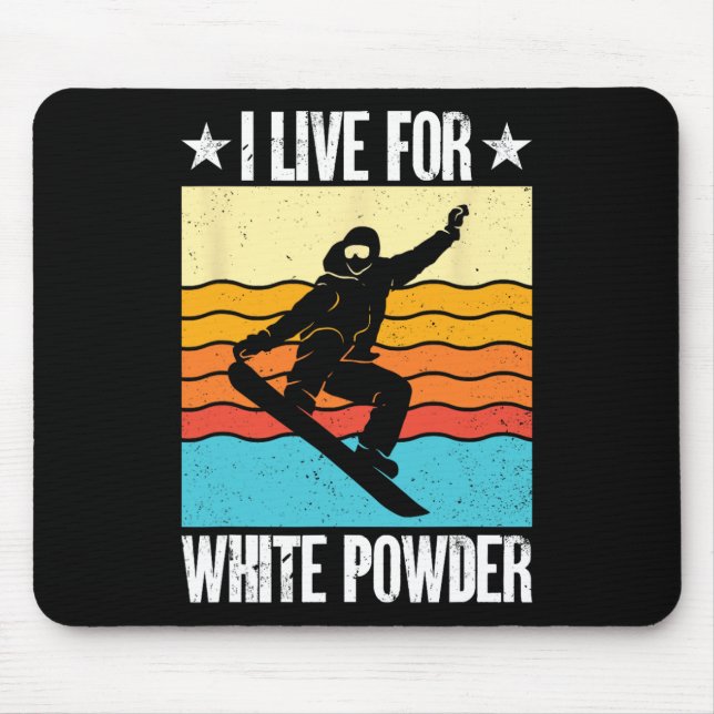 Tapis De Souris Snowboard Snowboard Équipement Je Vis Pour White P (Devant)