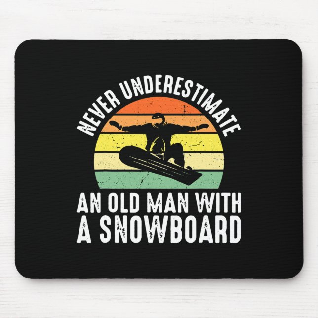 Tapis De Souris Snowboard Vieux homme Retraité Snowboardeur Hob (Devant)