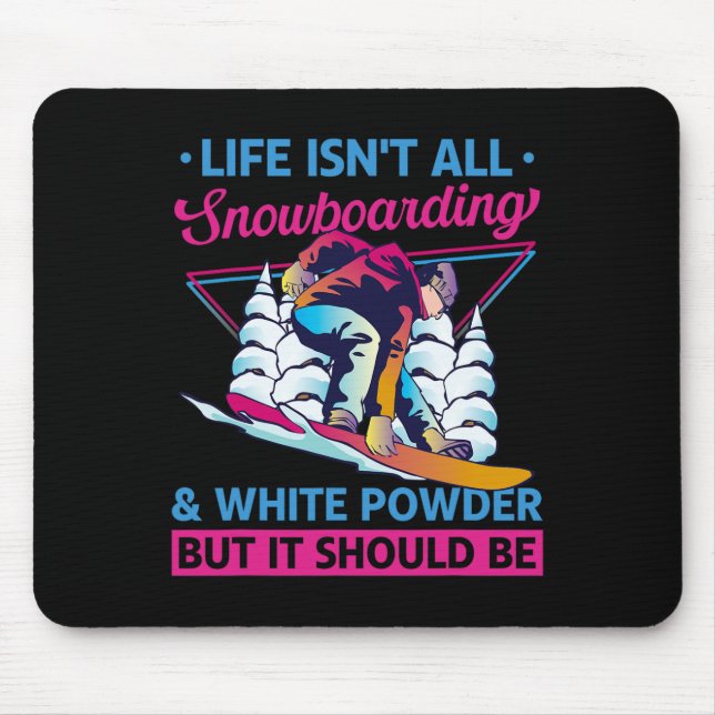 Tapis De Souris Snowboard White Powder Retro 90s 80s Snowboard (Devant)