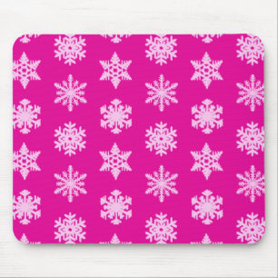 Tapis De Souris Snowflakes Ikat - Fuchsia et rose glace