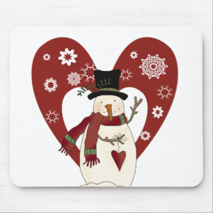 Tapis De Souris Snowman aime les T-shirts et cadeaux de neige