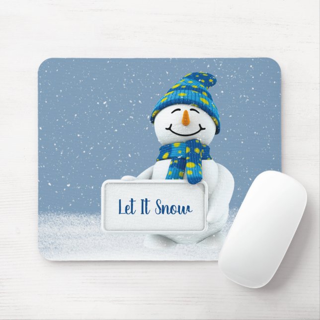 Tapis De Souris Snowman avec LET IT NEIGE SIGNE (Avec souris)