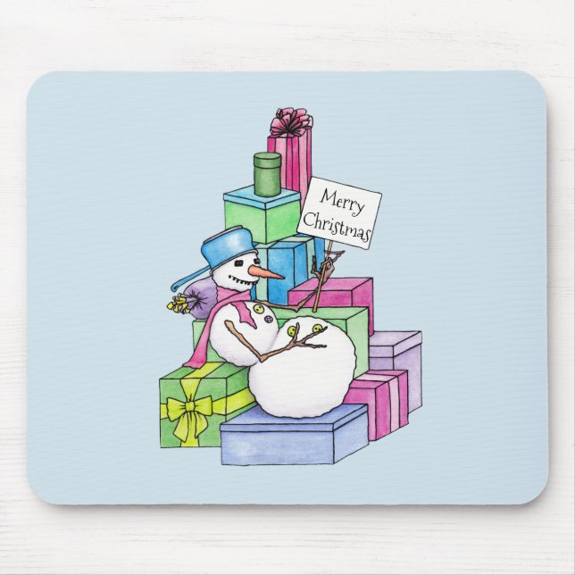 Tapis De Souris Snowman chahut sur les cadeaux (Devant)