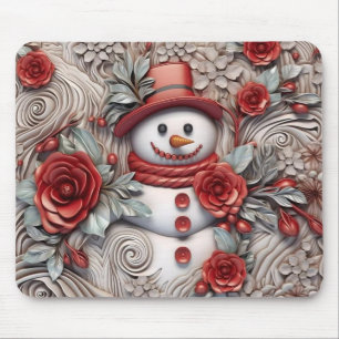Tapis De Souris Snowman rouge et gris 3D