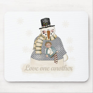 Tapis De Souris Snowman s'aime l'un l'autre