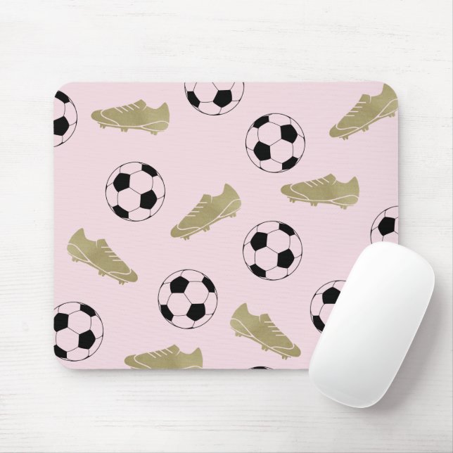 Tapis De Souris Soccer Classique Moderne Nettoie Ball Blush Rose (Avec souris)