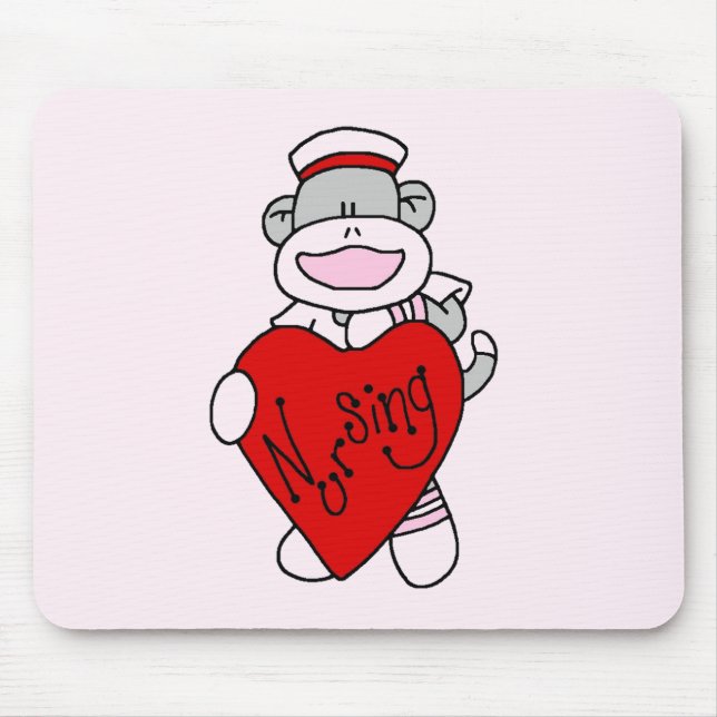 Tapis De Souris Sock Monkey I Love Nursing T-shirts et cadeaux (Devant)