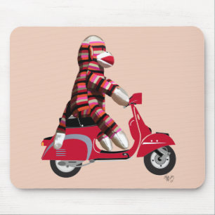 Tapis De Souris Sock Monkey sur Red Moped