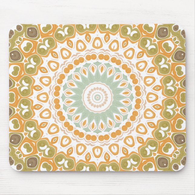 Tapis De Souris Soft Amber and Sage Mandala Pattern (Devant)