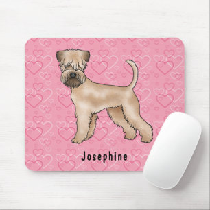 Tapis De Souris Soft-Coated Wheaten Terrier Cœurs Roses Et Nom