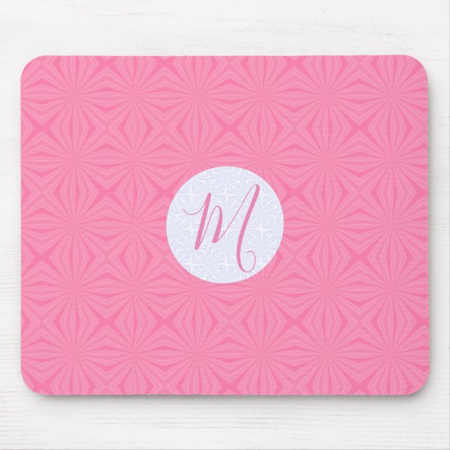 Tapis De Souris Soft Pink Squiggly Squares Personalized Initial (Devant)