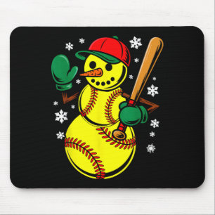 Tapis De Souris Softball Santa Hat Snowman Xmas Funny Softball Chr