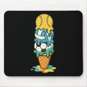 Tapis De Souris Softball Volleyball Football Crème Glacée Goutte É