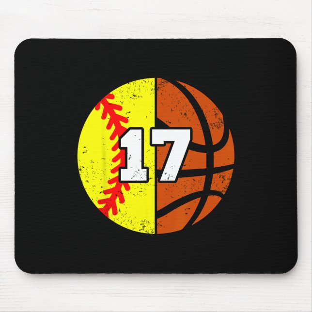 Tapis De Souris Softll Sketll Number 17 Jersey Funny 17th Birthday (Devant)