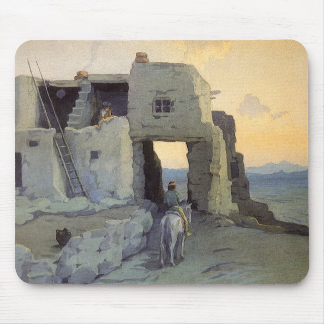 Tapis De Souris Soirée, Pueblo de Walpi par Marion Kavagh Wachtel (Devant)