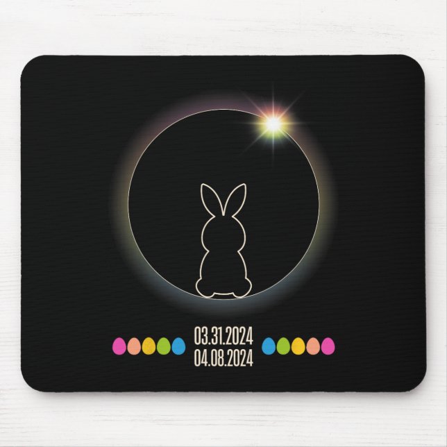 Tapis De Souris Solar Eclipse 2024 Amusants Lapin de Pâques OEufs  (Devant)