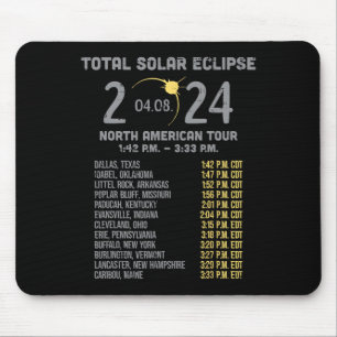 Tapis De Souris Solar Eclipse 2024 Totalité Avril 8 Hommes Femmes