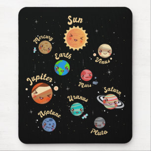 Tapis De Souris Solar System Planets Kids Knowledge Outer Space