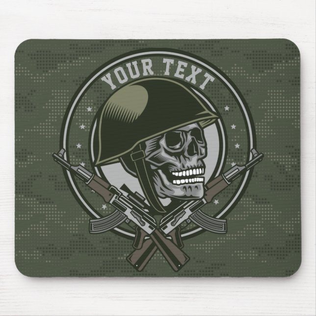 Tapis De Souris Soldat de Camo militaire personnalisé : crâne et a (Devant)