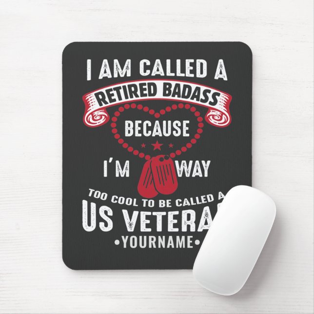 Tapis De Souris Soldat retraité d'un Humour vétéran américain (Avec souris)