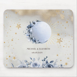 Tapis De Souris Soleil céleste, Lune bleue Roses, Ciel nocturne ét