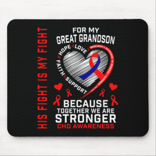 Tapis De Souris Son Combat Est Mon Combat Grand Grand-Fils Coeur D