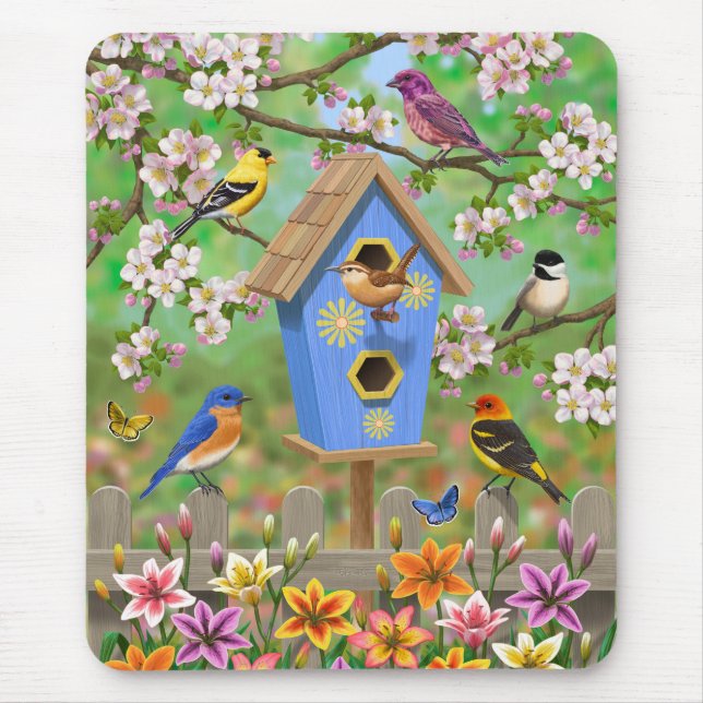Tapis De Souris Songbirds Lily Garden Birdhouse (Devant)