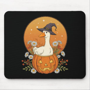 Tapis De Souris Sorcière Goose Halloween Fleurs Citrouilles mignon
