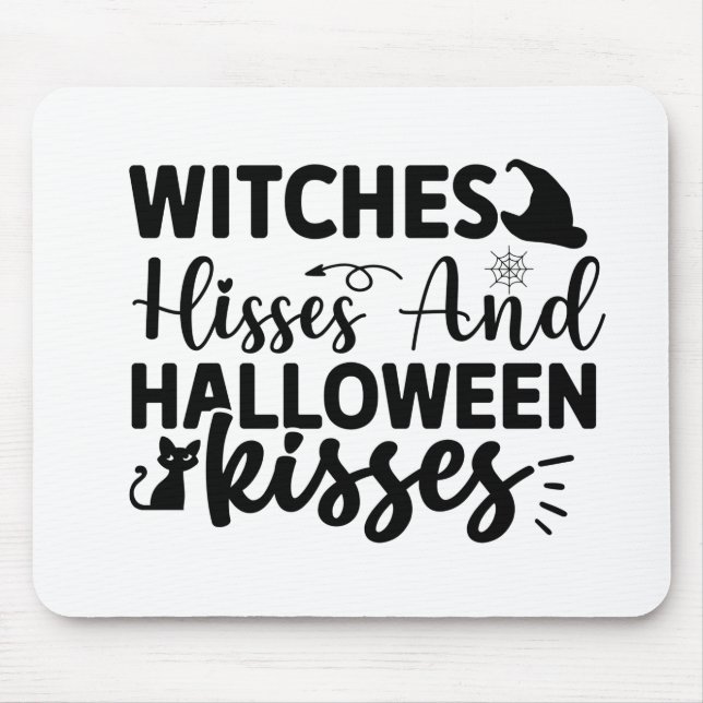 Tapis De Souris Sorcières Baisers Et Baisers D'Halloween (Devant)