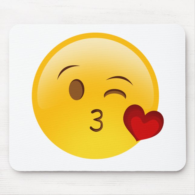 Tapis De Souris Soufflez un autocollant d'emoji de baiser (Devant)