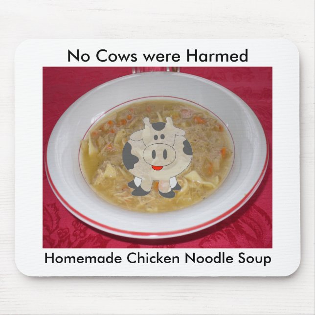 Tapis De Souris soupe de nouilles de poulet1, vache, Pas de vaches (Devant)