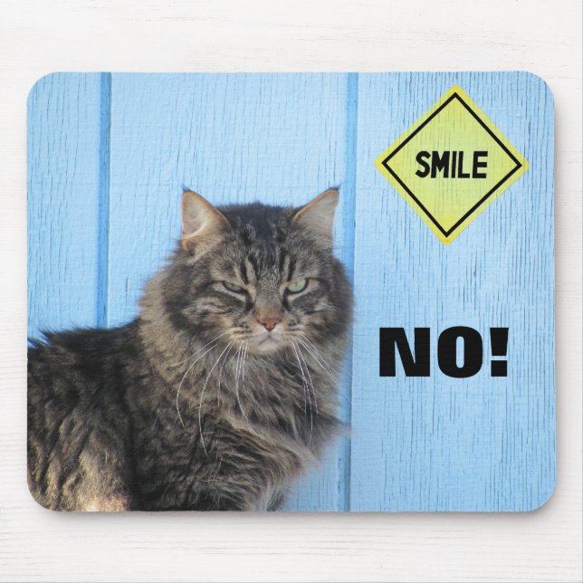Tapis De Souris Souriez ? Non! Mème de chat (Devant)