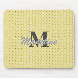 Tapis De Souris Souris à texture jaune avec monogramme