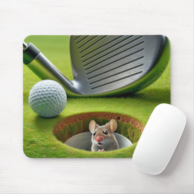 Tapis De Souris Souris dans un trou de golf (Avec souris)