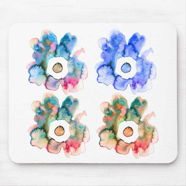 Tapis De Souris Souris de fleur aquarelle florale moderne dessinée (Devant)