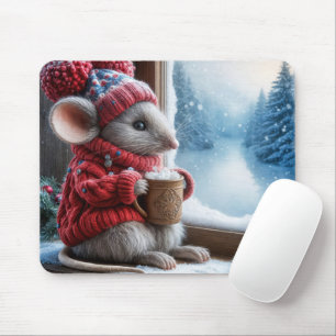 Tapis De Souris Souris De Noël Avec Coco Chaud