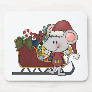 Tapis De Souris Souris de Père Noël avec le traîneau