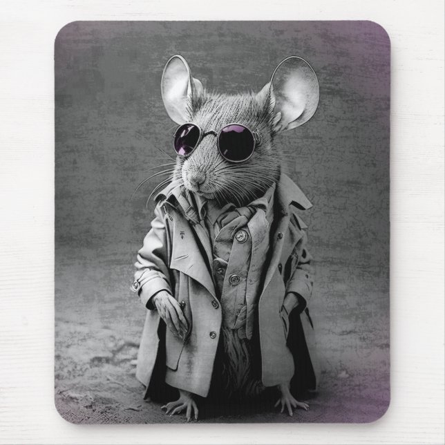 Tapis De Souris Souris en manteau de tranchée Mousepad (Devant)