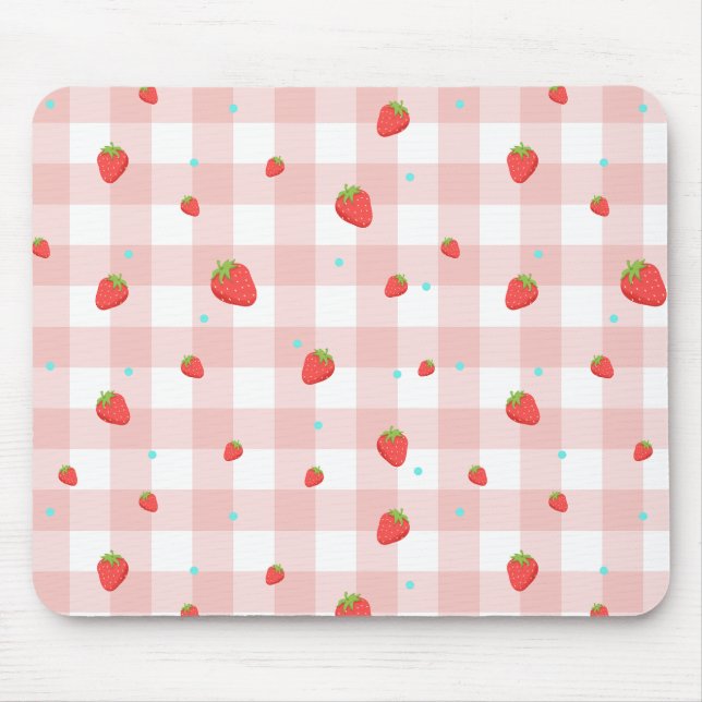 Tapis De Souris Souris En vichy fraise (Devant)