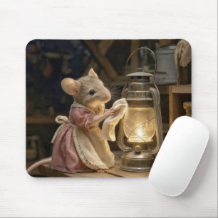 Tapis De Souris Souris époussetant une vieille lanterne
