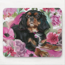 Souris florale de Chien noir et blanc