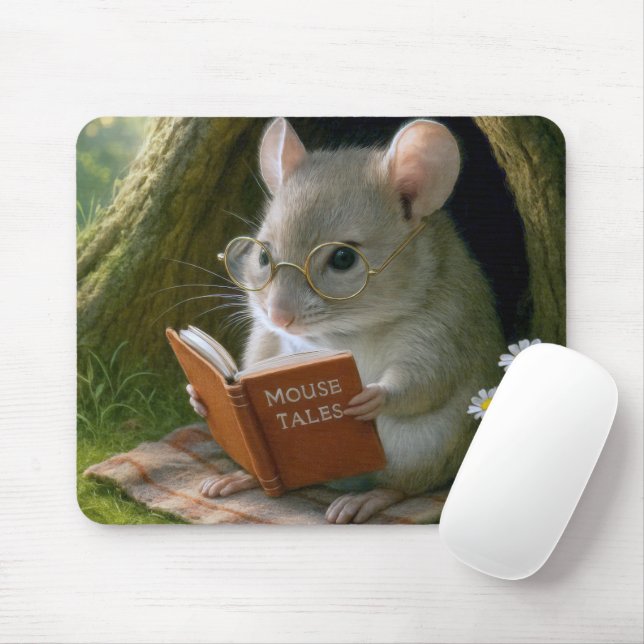 Tapis De Souris Souris Littéraire Dans Un Trou D'Arbre Cosy (Avec souris)