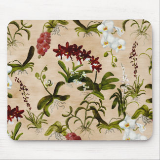 Tapis De Souris Souris - Motif orchidée en beige