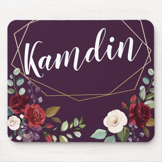 Tapis De Souris Souris personnalisée Plum violet Rose Gold Geom (Devant)