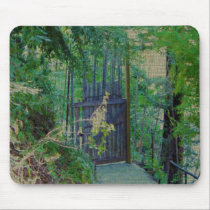 Tapis De Souris Souris - Porte de Bambou dans le jardin forestier