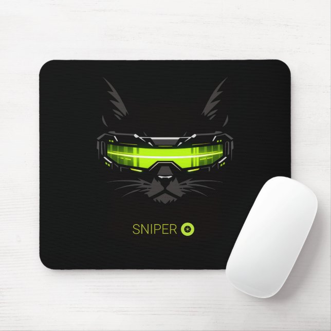 Tapis De Souris Souris professionnelle chat sniper furtif néon ver (Avec souris)