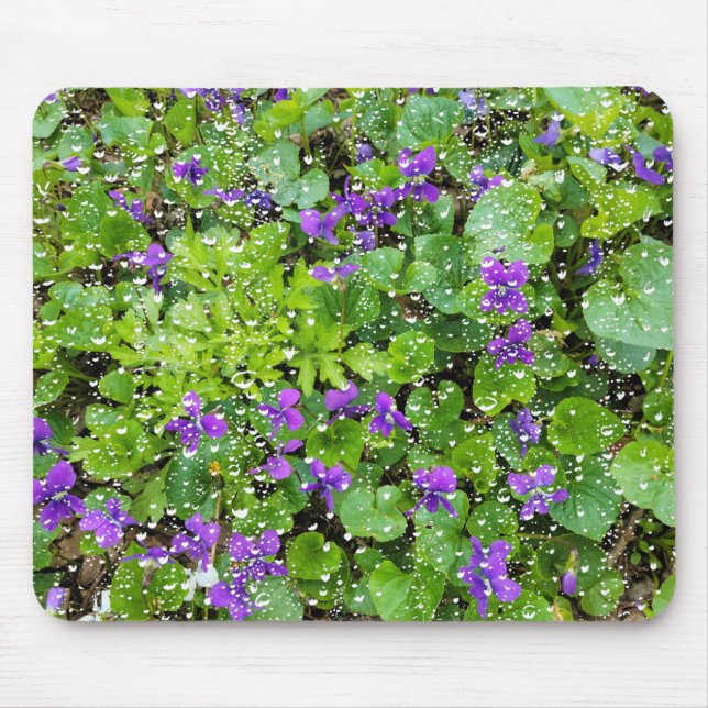 Tapis De Souris Souris Raindrops et Violets (Devant)