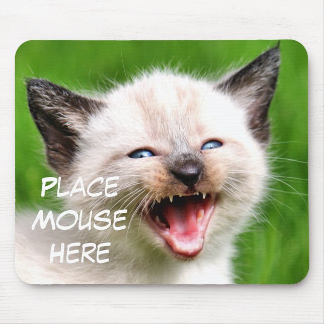 Tapis De Souris Souris siamoise d'endroit de chaton de chat drôle (Devant)