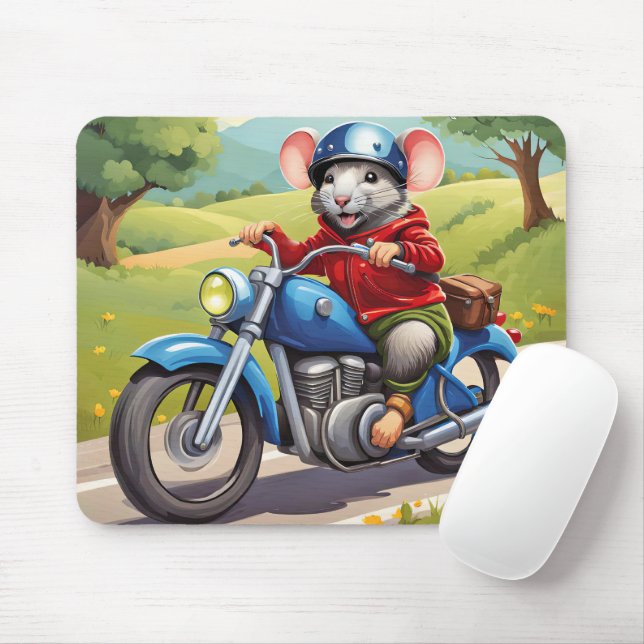 Tapis De Souris Souris sur moto (Avec souris)