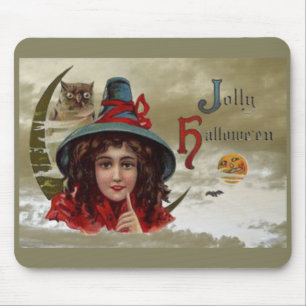 Tapis De Souris Souris vintage Jolly Halloween Witch
